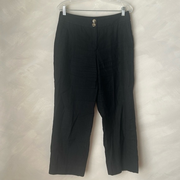 Massimo Dutti wide leg high rise linen Trousers black size 8 - Picture 1 of 8